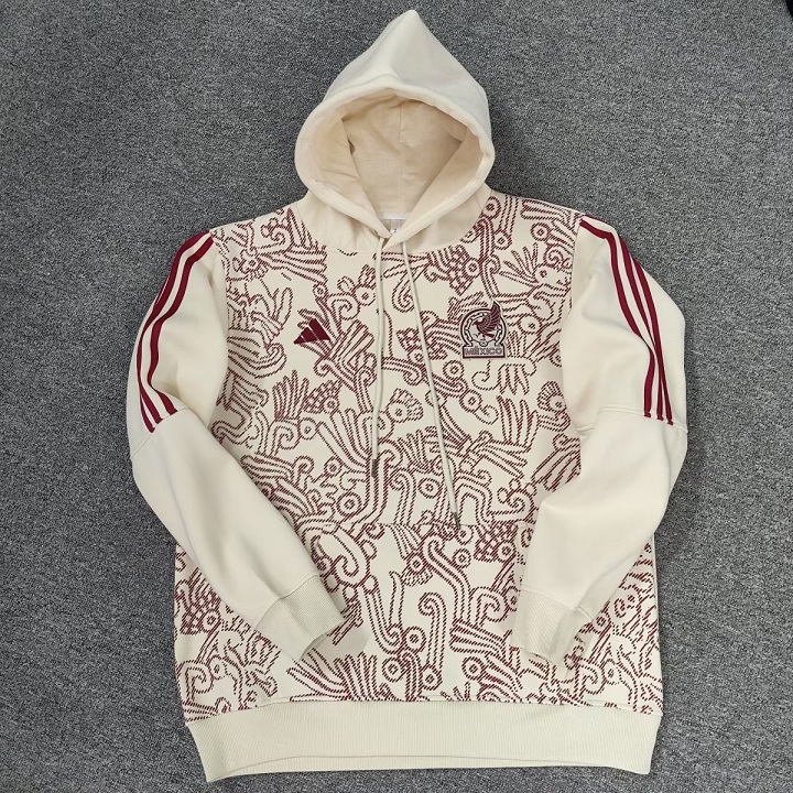 AAA Quality Mexico 22/23 Hoodie - Cream/Dark Red